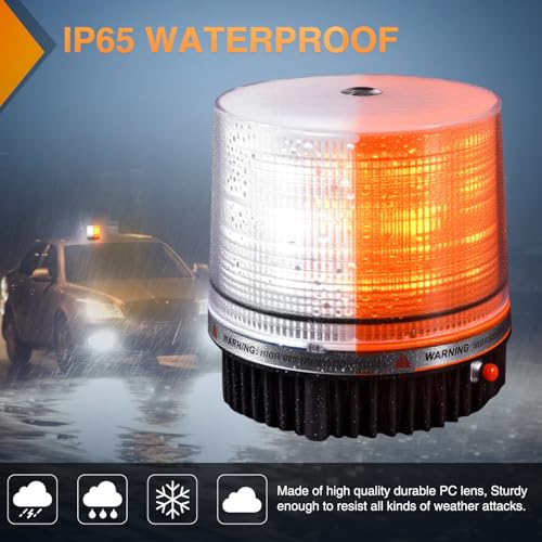 Nilight 18LED Strobe Lights Amber White Wireless Rotating Beacon Light - color: Amber White