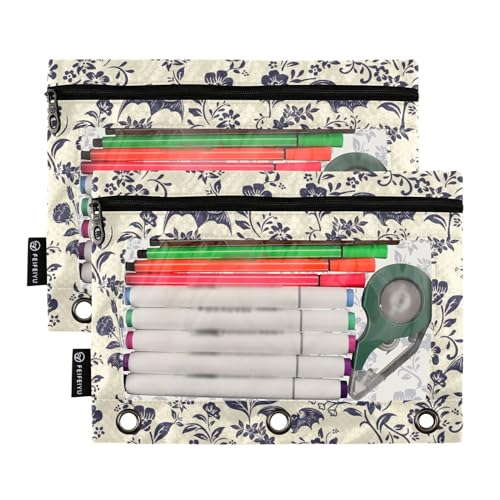 Goth Bat Pencil Pouches for 3 Ring Binder 2 Pack - color: Goth Bat