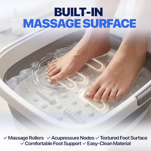 Collapsible Foot Soaking Tub Foldable Foot Bath Soak Tub Basin for Home Spa - color: White