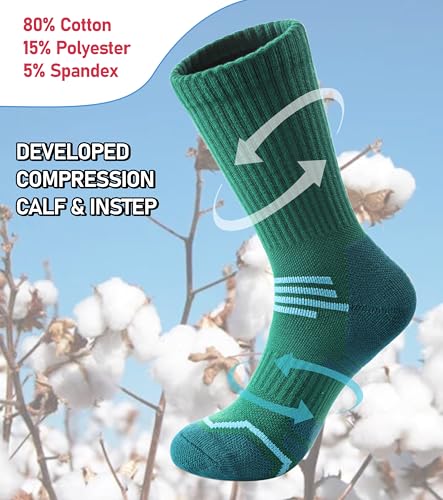 FNOVCO Women's Hiking Walking Running Crew Socks Thick Cushioned Athletic Compression Socks 5 Pairs - color: Multicolor 03, size: 9-11