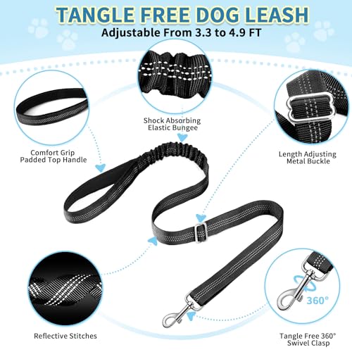 SlowTon No Pull Small Dog Harness and Leash Set with Front Clip - color: Black, size: X-Small