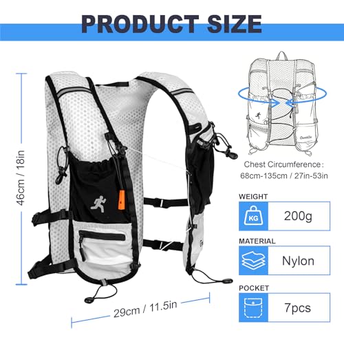 Running Vest with Adjustable Chest Straps for Women Men Hydration Vest for Marathon Jogging Hiking Cycling - size: White, style: Only Running Vest
