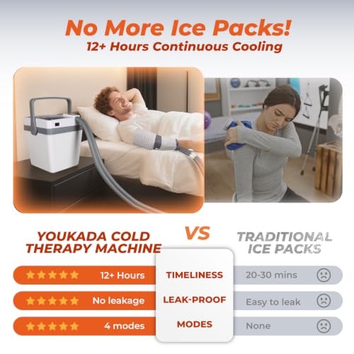YOUKADA Cold Therapy Machine for Knee After Surgery with Quiet Pump - color: White&gray