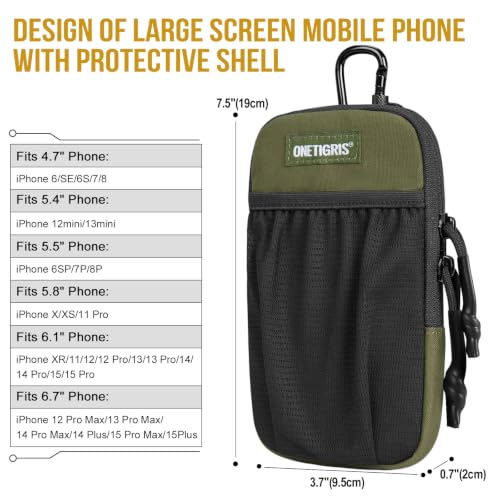 ONETIGRIS Backpack Strap Pouch, MOLLE Phone Holster for Backpack & Belt - color: Green