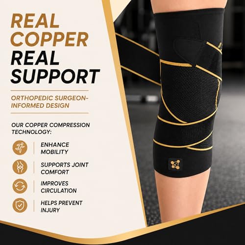 CopperJoint Adjustable Knee Sleeve with Straps Women & Men, Single, XLarge - size: X-Large