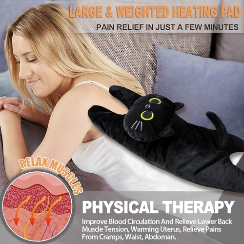 Microwave Heating Pad for Cramps Pain Relief, 19 * 9" Microwavable Heating Pads for Back, Neck Shoulder, Cute Microwave Heating Pad Stuffed Animal, Moist Heat Pack, Lavender - size: Large Cat