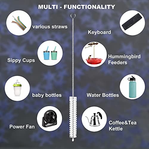 Straw Cleaner Brush Extend 12 inch, Extra Wide 12mm diam Pipe Cleaners, Extra Long Straw Brush for Sippy Cup, Water Bottle and Tubes, Drinking Straw Cleaning Brush Set 20 Pack - size: 12" (Pack of 2)