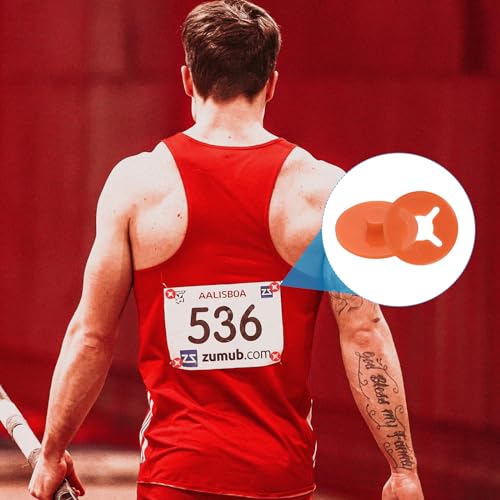 PATIKIL Running Bib Race Clips, 40 Pcs Race Fastener Race Number Buckle Fixing System Marathon Number Buckles Fasteners Holders for Runners Field, Orange Red - color: Orange Red