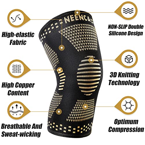 NEENCA Copper Knee Braces for Women Men Pain Relief-2 Pack Knee Sleeves Set - size: XXXXX-Large