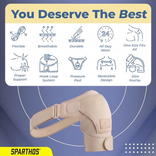 Sparthos Rotator Cuff Shoulder Brace for Women & Men - Support - Beige-XXL - color: Desert Beige, style: XXL