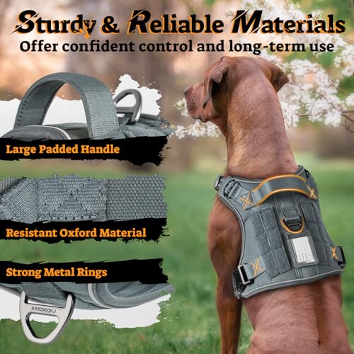 rabbitgoo Tactical Dog Harness for Small Dogs, No Pull Service Pet Vest - color: Grey, size: S(Chest:16.1"-31.5",Neck:15.4"-21.6",Back:7.1")