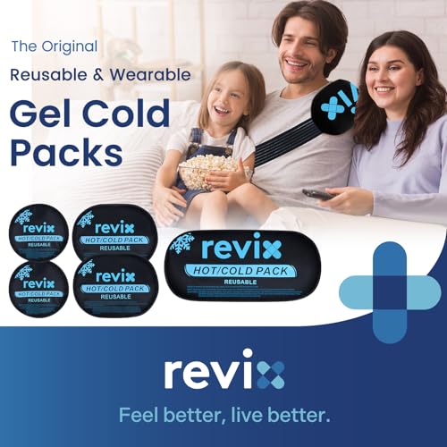 REVIX Ice Packs for Injuries, 5 Pack Hot & Cold Gel for Knee & Back - style: Black-5 Pack