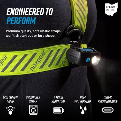 noxgear Ranger Chest Light, 500 Lumen Reflective Running Vest