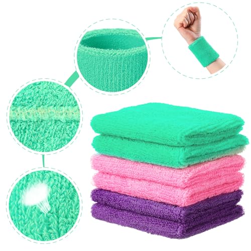 WILLBOND Wrist Sweatbands - color: Light Green,Pink, Light Purple