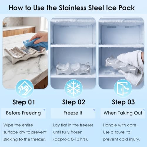 Insulated Lunch Bag with Reusable Stainless Steel Ice Pack, Cooler for Drinks, Meals and Snacks, for BBQ, Picnic, Camping and Road Trips