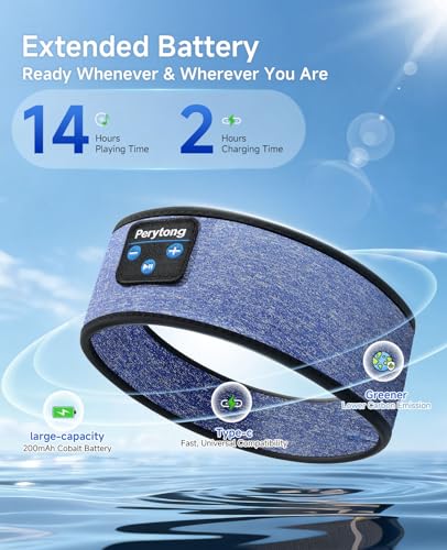 Sleep Headphones | Bluetooth 5.4 Headband | Wireless Earbuds Earphones Sweat Resistant with Ultra-Thin HD Stereo Speaker, Headphone Band for Side Sleepers Workout Running Tech Gadgets Unique Gifts - color: HB DarkBlue