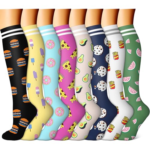 FEYHAY Copper Compression Socks (8 Pairs) 15-20 mmHg Circulation is Best Athletic & Daily for Men & Women, Running, Climbing - color: 12 Colour Mixture, size: Small-Medium