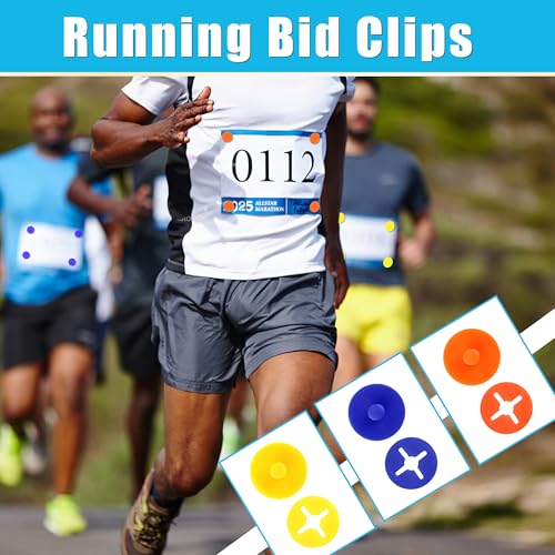Coolrunner 40P Running Bib Clips, Clear Race Number Buckle, Race bib Clips Fixing System Triathlon Race Bib Holder for Runners Marathon, Skating, Track and Field - color: Colorful