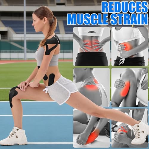 3 Pack Wide Kinesiology Tape, 4in x 5.5yd Athletic Tape, Black - color: Black - 4in