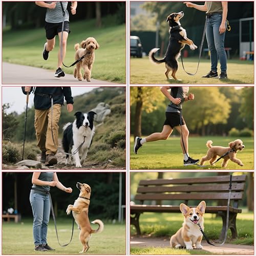 Hands Free Dog Leash, Ultra-Light Crossbody for Walking, Black Gray - color: Black Gray