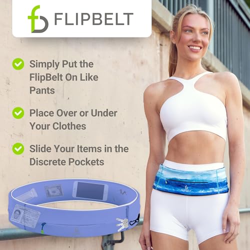 FlipBelt Zipper Running Belt, Waist Pack for Fitness and Running, US Company - color: Periwinkle, size: X-Small