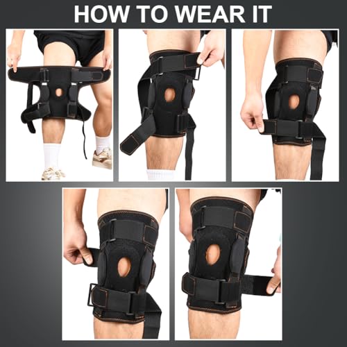 AOOWU Knee Support Open Patella, More Stable Hinge Structure, Knee Pads with Parallel Straps & Dual Side Stabilizers, Suitable for Arthritis, Meniscus Tear, Tendonitis, ACL, Ligament Injury, S - color: S