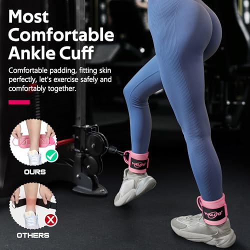 Ankle Straps for Cable Machines, Leg Straps for Glute Kick Back Accessories - color: Pink