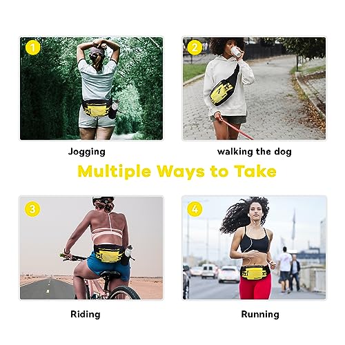 Zavothy Waist Bag for Women Fashion Fanny Pack Men Hiking Waist Packs for Running Hiking Gear with Detachable Water Bottle Holder for Walking Hiking Cycling