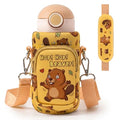 Water Bottle Carrier Bag with Strap for Kids - Water Bottle Bag Holder with Padded Strap Pocket 10/12/14/16/18Oz for Boys Girls School Walking Hiking Camping - style: Beaver