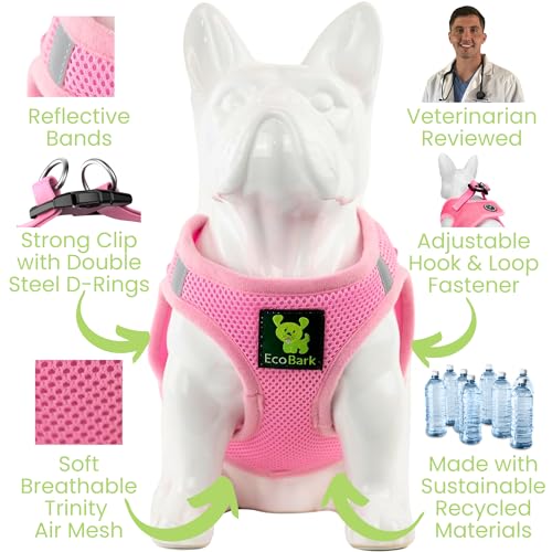 EcoBark Teacup Dog Harness, Soft XXXS Puppy Halter Vest, Baby Pink - color: Baby Pink, size: XXXS- 2 to 3 lbs- Chest up to 10 in (Pack of 1)