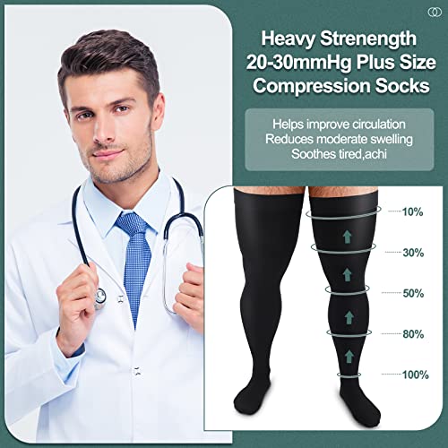 Zhanmai Thigh High Compression Socks for Men 20-30 Mmhg Compression Stockings Thigh High Socks Swelling - size: Large