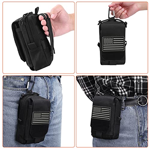Tactical Molle Utility Pouch Cell Phone Pouch, Waist Bag Belt Pouch for Men, EDC Bag Gadget Organizer Vest Pack Purse Mobile Phone Case Hunting Compact Bag for Runing - color: Black