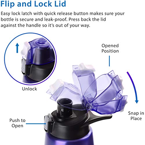 Cupture Action Bottle with Handle - Stainless Steel Vacuum-Insulated, 22 oz - color: Purple