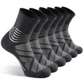 IRAMY Compression Ankle Support Crew Socks Men Women Wicking Plantar Fasciitis Relief Running Hiking Socks 3 Pairs - color: Dark Grey, size: Large