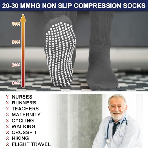 3 Pair Non Slip Compression Socks Women Men - color: Dark Color, style: Minimalist