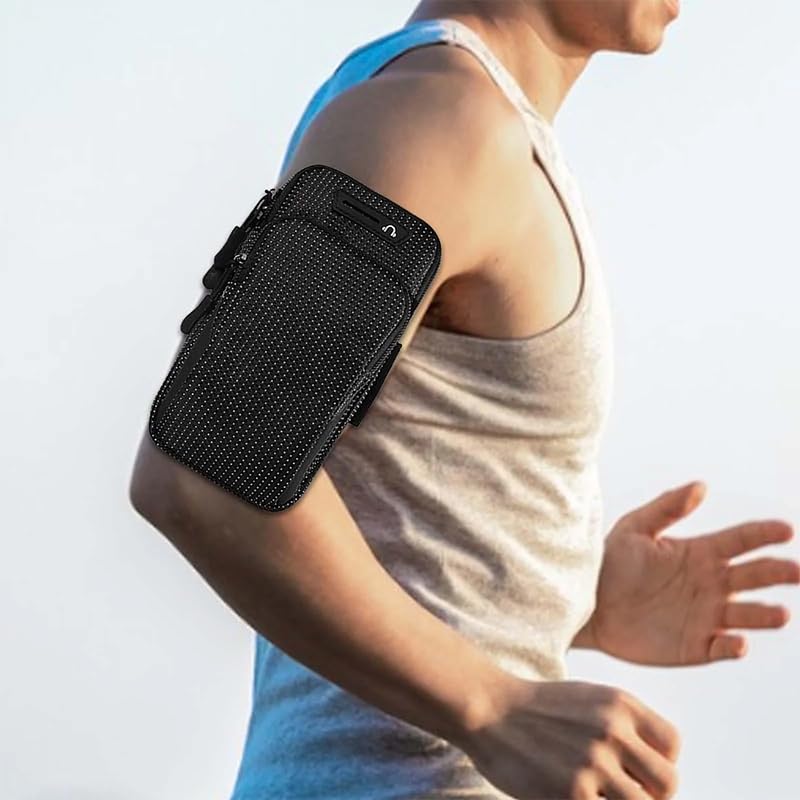 Sports Armband Phone Holder Sweatproof Large Capacity Arm Band for Jogging Running Walking Smart Phone Holder Armband (Black)