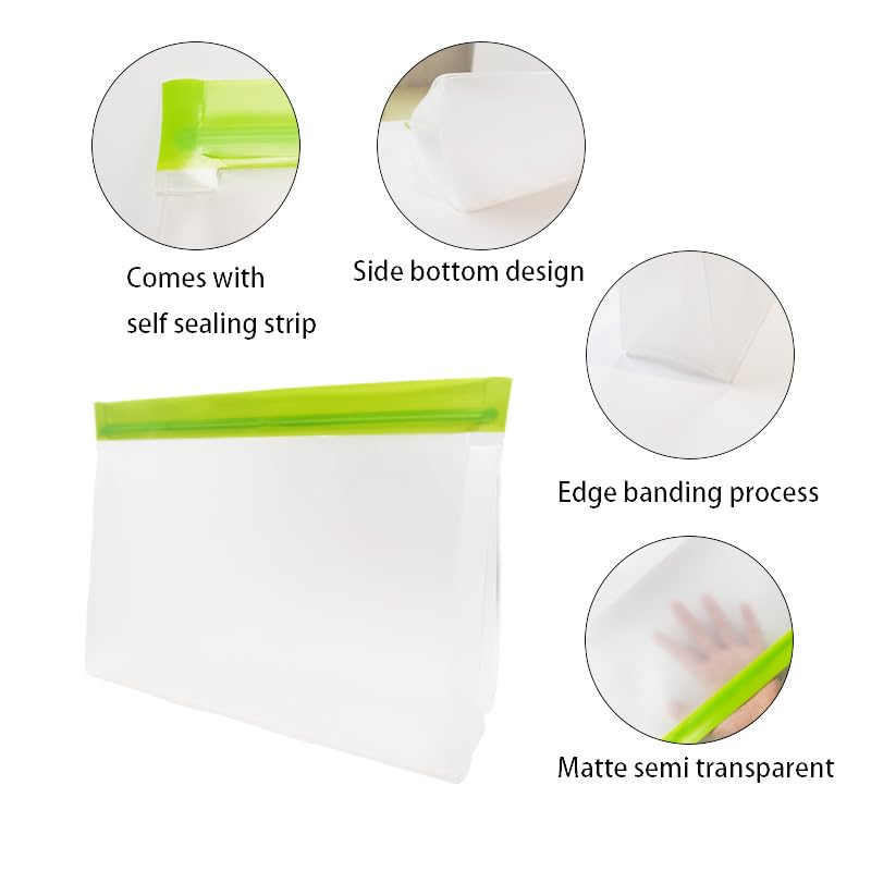 4 Pack Reusable Ice Storage Bags, Clear Leak Proof Freezer Bags with Secure Zip Seal, BPA-Free Durable Freezer Holder Container for Ice, Food, Whiskey and Cocktails