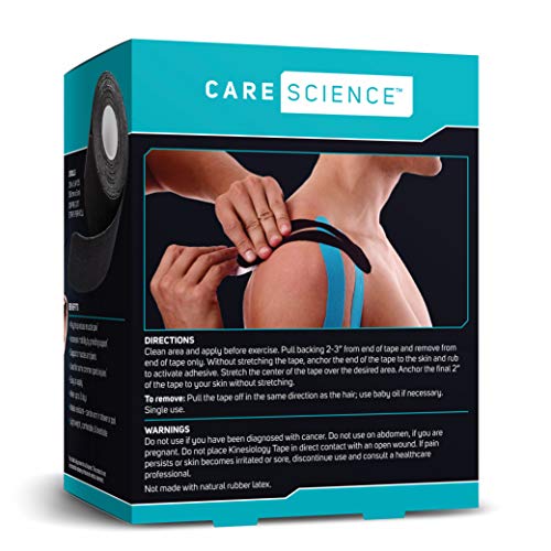 Care Science Waterproof Black Kinesiology Tape, 40 Precut Strips, 2 Rolls - color: Black Precut