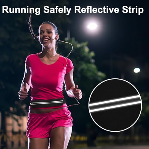 Running Belt Fanny Pack Men and Women Slim Running Bag Money Belt - color: Black