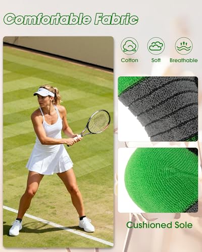 Womens Compression Ankle Crew Socks, Breathable Cushioned Socks - color: Green Blue Pink Yellow Orange Black, size: 6-9