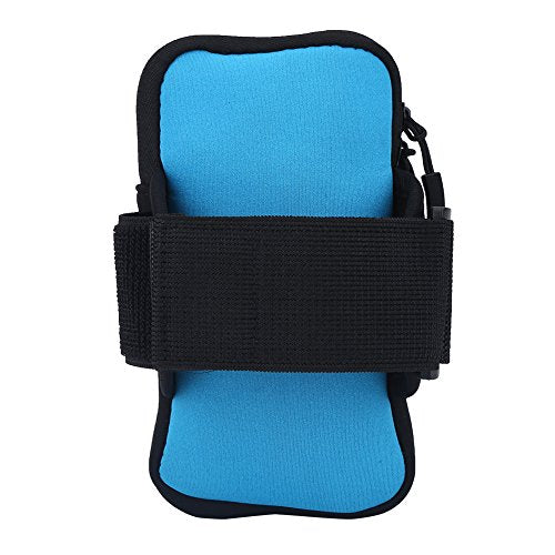 Filfeel Arm Pouch, Running Armband Bag for Phone & Keys Zipper Multi-Layer Wallet Pocket for Outdoor Jogging Sports Gym(Blue)