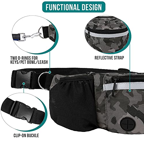 PetAmi Dog Fanny Pack, Treat Pouch for Dog Walking Training, Camo Black - color: Camo Black