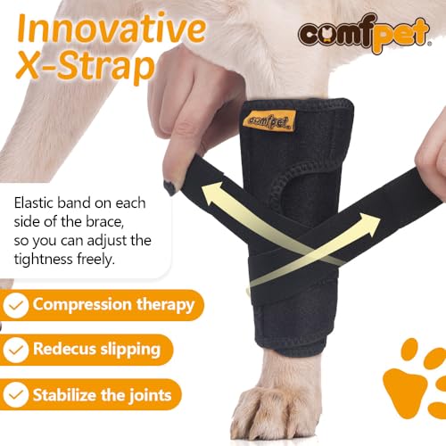Dog Front Leg Brace, Dog Leg Support Wrap & Plastic Bar Stabilizers - size: L