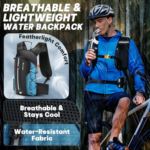 Hydration Backpack - Lightweight Water Backpack with 2L Water Bladder, Small Hiking Backpack for Running Cycling Camping Rave for Men Women - color: Blue1