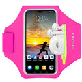 Running Armband with Earphone Pouch Fits Phones up to 6.9" - color: Rose (Up to 6.9''), size: Medium