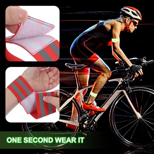 PATIKIL High Visibility Reflective Bands for Wrist Arm Ankle Leg, Adjustable Reflective PT Belt with Armbands & Storage Bag for Women Men Night Running Walking Cycling - color: Blue