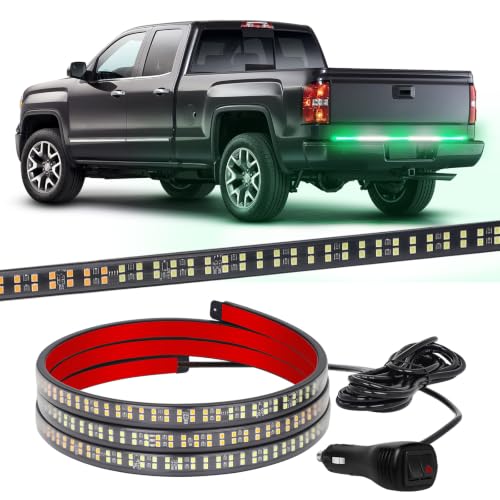 XRIDONSEN 60 inch Tailgate Lights Strip Green White Strobe Lights - color: Green/White