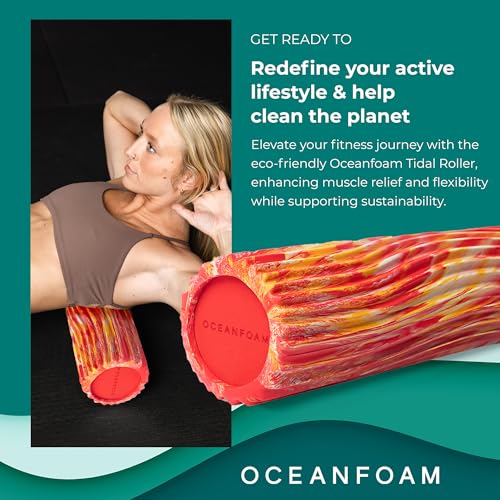 Oceanfoam Tidal Foam Roller for Exercise (Red, Gold & Natural Marbled) - color: Red, Gold & Natural Marbled