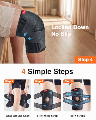 Upgraded Knee Brace for Women and Men,Knee Support with Side Stabilizers-L - size: Large