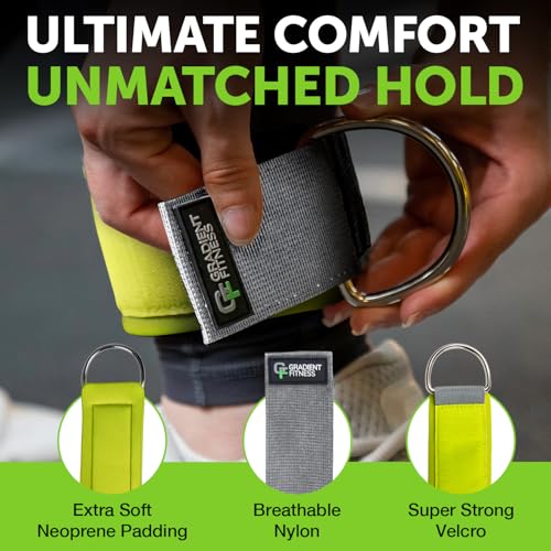 Ankle Straps for Cable Machines, Adjustable, 2 Pack - style: Gray / Green 1 D-Ring